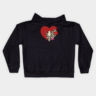 Rib Cage Heart With Roses Kids Hoodie